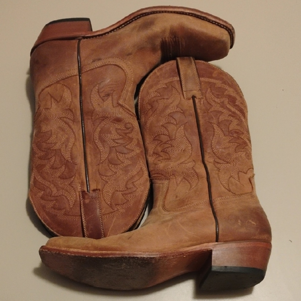 Moonshine Spirit Crazy Horse Leather Tan Cowboy Boots Mens 8.5 Brad Paisley